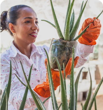 woman holding a flower